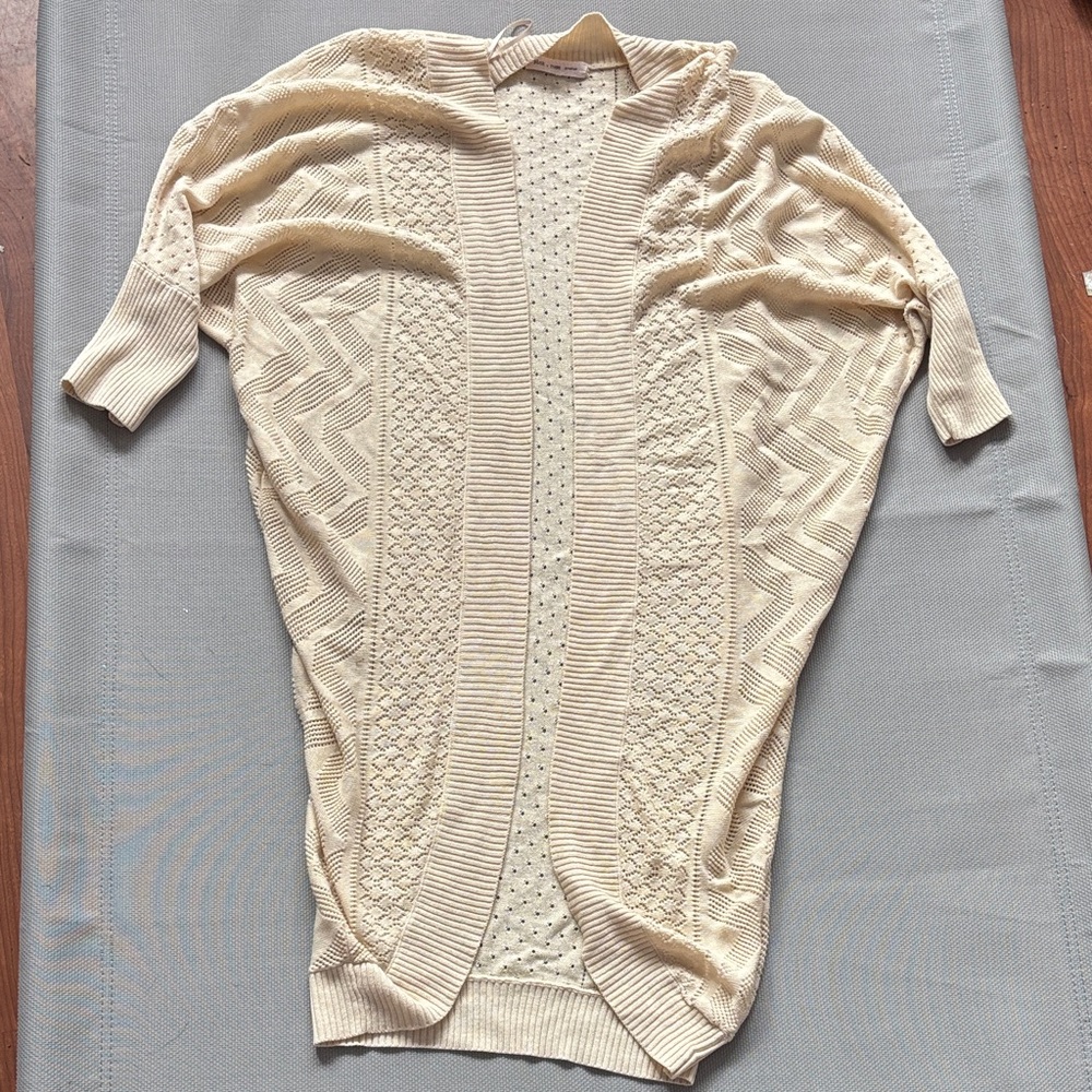 Pink Rose sz M  Women's Sweater beige cream cardigan duster lightweight